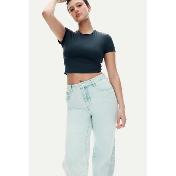 Футболка короткая микрофибра H&M, Цвет: Темно-синий, Размер: XXS, изображение 2