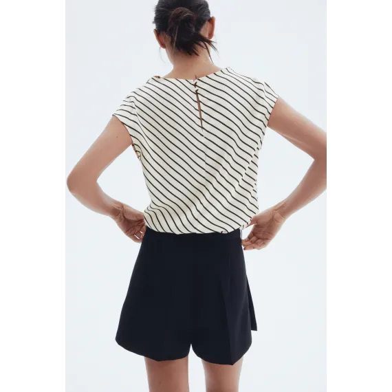 Блузка атласная с рукавом-колокол H&M, Цвет: Экрю, Размер: XS, изображение 6