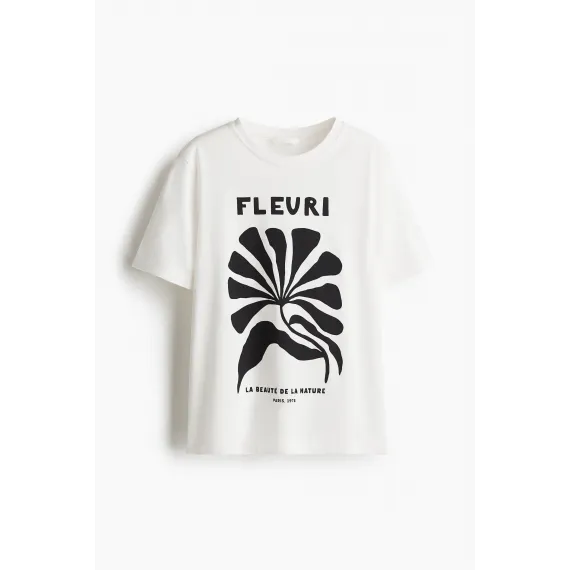 Футболка с принтом H&M, Цвет: Экрю, Размер: XXS, изображение 7
