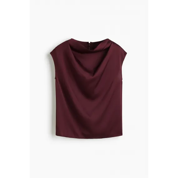 Блузка атласная с рукавом-колокол H&M, Цвет: Бордовый, Размер: XXL, изображение 8