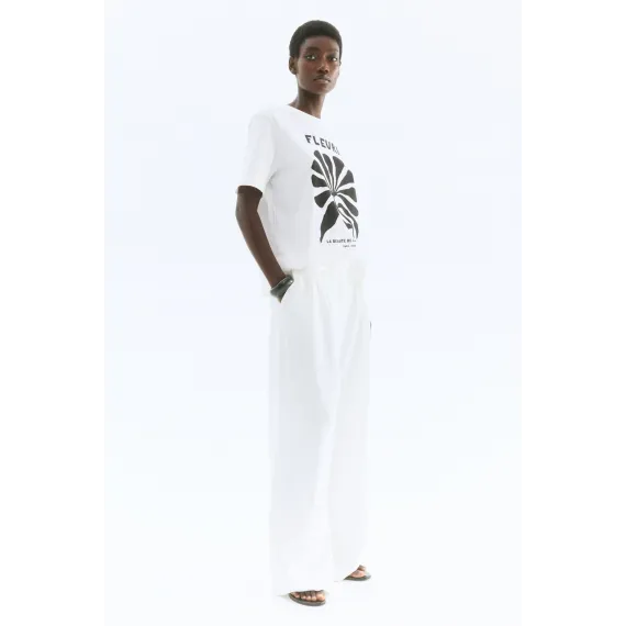 Футболка с принтом H&M, Reňk: Экрю, Ölçeg: L, 3 image