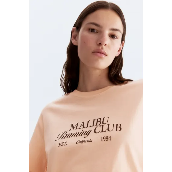 Футболка с принтом H&M, Цвет: Коралловый, Размер: S