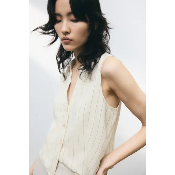 Гольф безрукавный из смесового льна H&M, Цвет: Бежевый, Размер: S