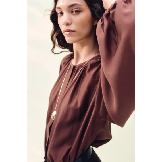 Блузка оверсайз H&M, Цвет: Коричневый, Размер: M