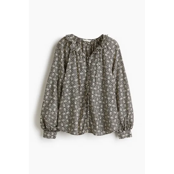 Блузка с воротником-рюш H&M, Цвет: Экрю, Размер: L - в интернет-магазине Туркменистана Wabrum Блузка с воротником-рюш H&M, Цвет: Экрю, Размер: L