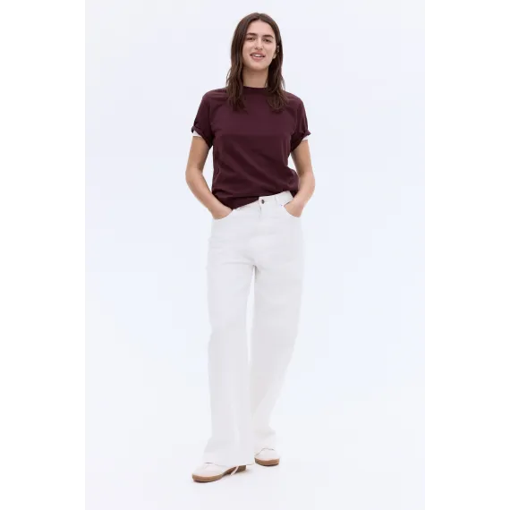 Футболка хлопковая H&M, Цвет: Бордовый, Размер: L, изображение 2
