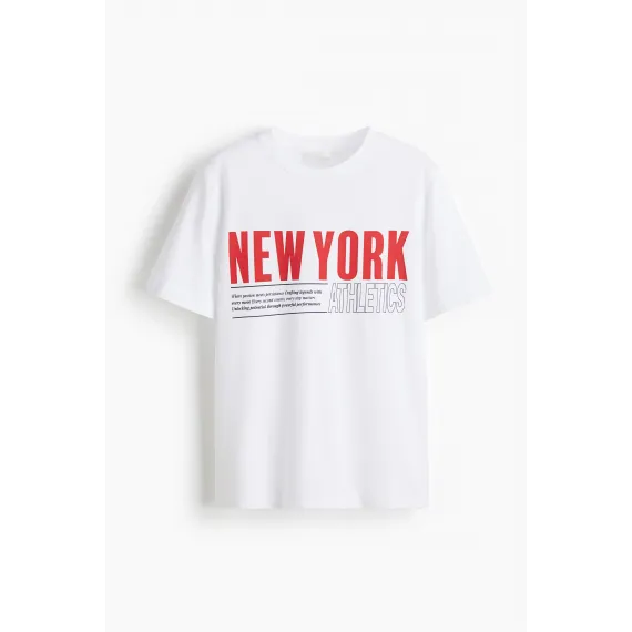 Футболка с принтом H&M, Цвет: Белый, Размер: L