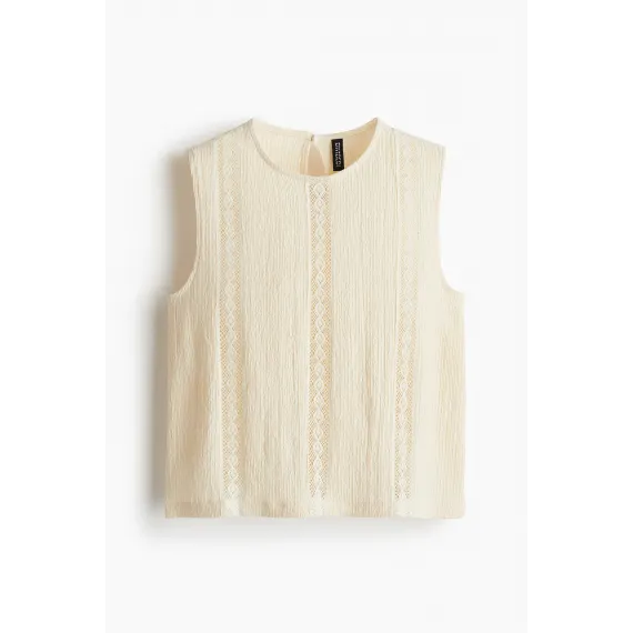 Блузка с кружевными деталями Krinkle H&M, Цвет: Бежевый, Размер: L - в интернет-магазине Туркменистана Wabrum Блузка с кружевными деталями Krinkle H&M, Цвет: Бежевый, Размер: L