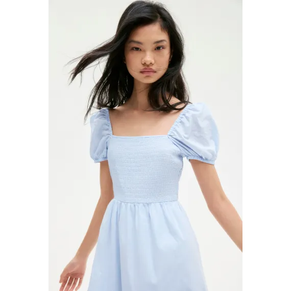 Платье с пышными рукавами и хлопком H&M, Цвет: Синий, Размер: XS, изображение 2