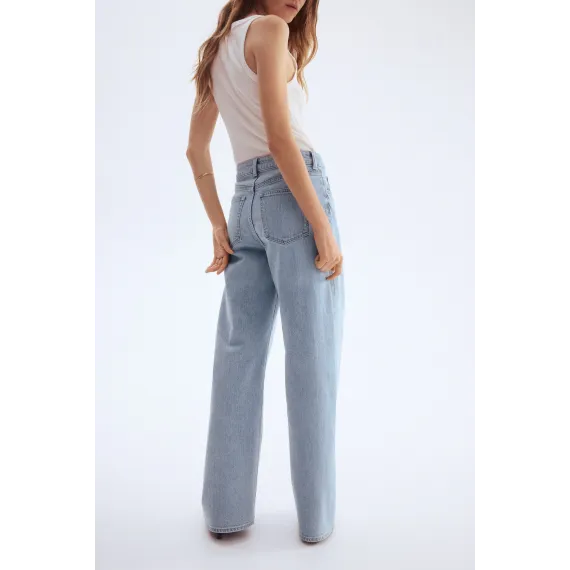 Джинсы широкие высокие H&M, Цвет: Синий, Размер: 34, изображение 3