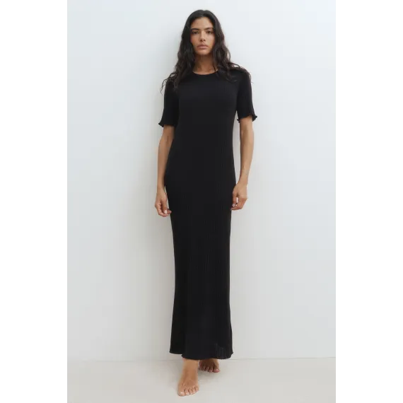 Платье футболка с резиновой вязкой H&M, Цвет: Черный, Размер: XXS, изображение 3