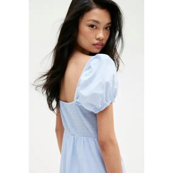 Платье с пышными рукавами и хлопком H&M, Цвет: Синий, Размер: S - в интернет-магазине Туркменистана Wabrum Платье с пышными рукавами и хлопком H&M, Цвет: Синий, Размер: S