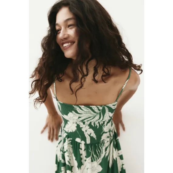 Платье с рюшами и бретелями H&M, Цвет: Зеленый, Размер: XS, изображение 3