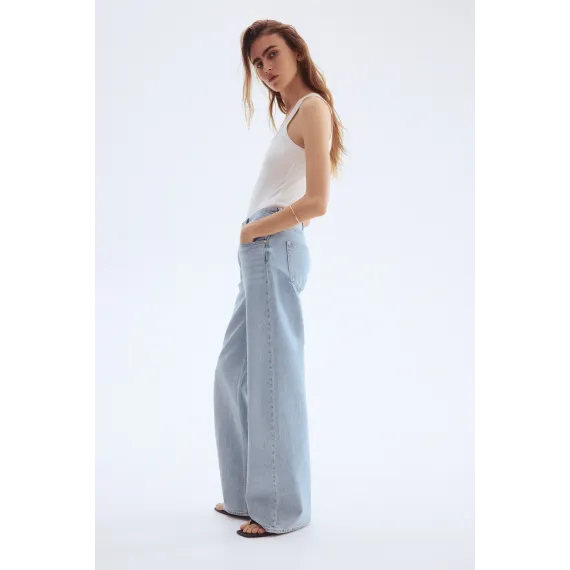 Джинсы широкие высокие H&M, Цвет: Синий, Размер: 34