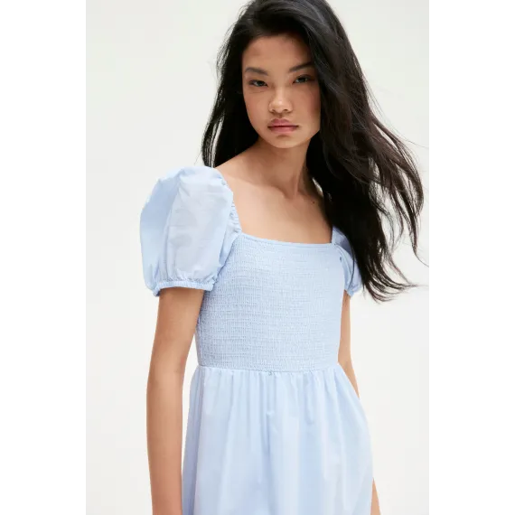 Платье с пышными рукавами и хлопком H&M, Цвет: Синий, Размер: XS, изображение 4