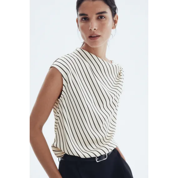 Блузка атласная с рукавом-колокол H&M, Цвет: Экрю, Размер: XXS, изображение 5