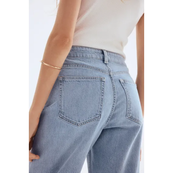 Джинсы широкие высокие H&M, Цвет: Синий, Размер: 34, изображение 4