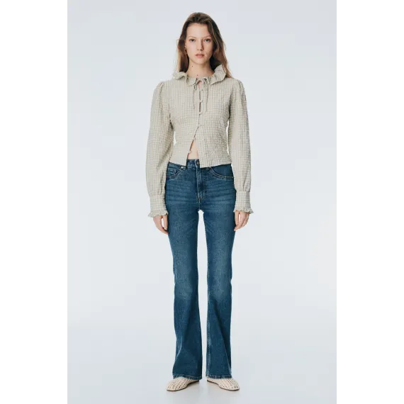 Джинсы фларед высокие H&M, Цвет: Синий, Размер: 34, изображение 4