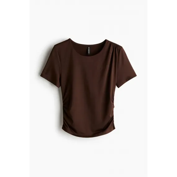 Футболка драпированная H&M, Цвет: Коричневый, Размер: XXS, изображение 11