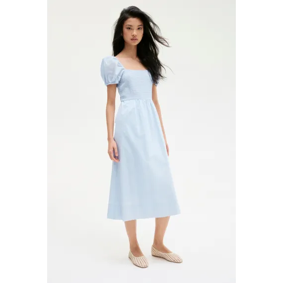 Платье с пышными рукавами и хлопком H&M, Цвет: Синий, Размер: XL, изображение 3