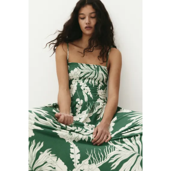 Платье с рюшами и бретелями H&M, Цвет: Зеленый, Размер: XS