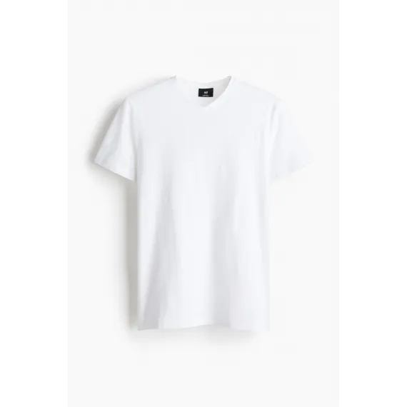 Футболка Slim Fit с V-образным вырезом H&M, Цвет: Белый, Размер: S, изображение 10