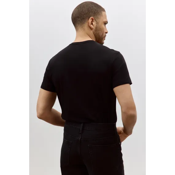 Футболка Slim Fit с V-образным вырезом H&M, Цвет: Черный, Размер: S, изображение 6