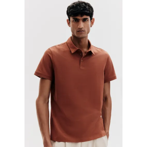 Футболка поло Slim Fit H&M, Цвет: Оранжевый, Размер: XS