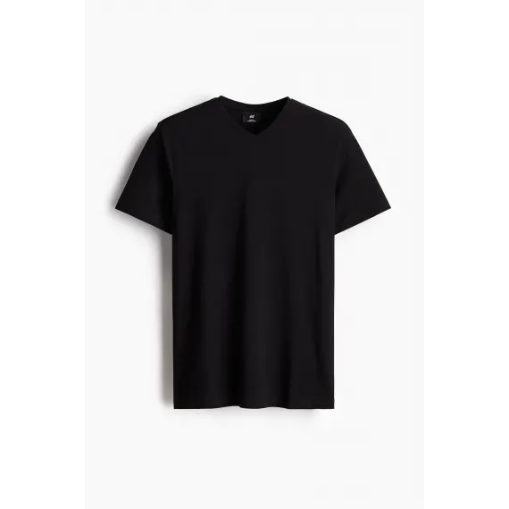 Футболка Slim Fit с V-образным вырезом H&M, Цвет: Черный, Размер: S, изображение 10