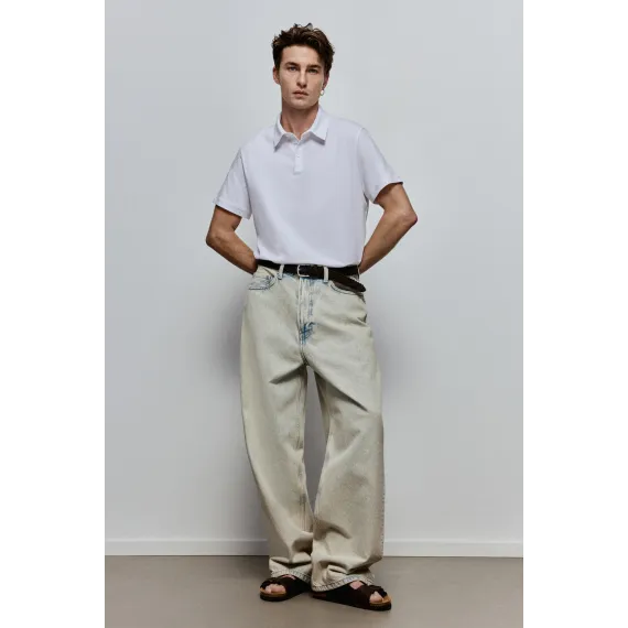 Футболка поло Slim Fit H&M, Цвет: Белый, Размер: M
