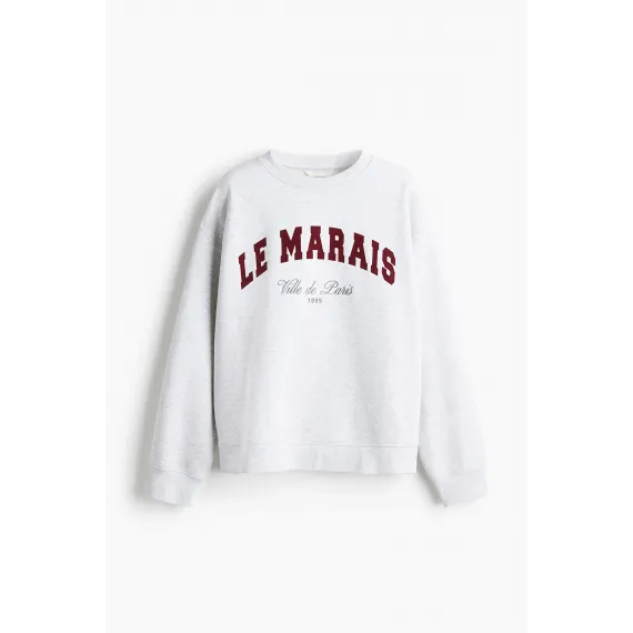 Свитшот с надписью H&M, Цвет: Серый, Размер: M