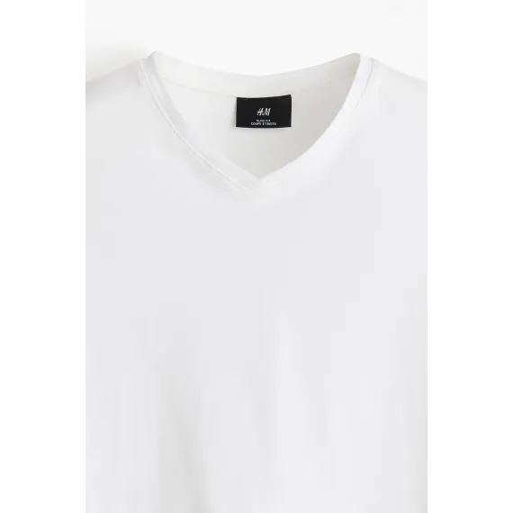 Футболка Slim Fit с V-образным вырезом H&M, Цвет: Белый, Размер: S, изображение 12