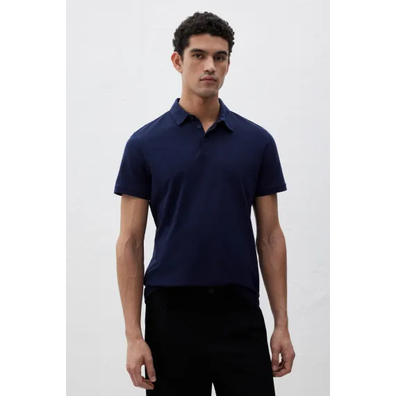 Футболка поло Slim Fit H&M, Цвет: Темно-синий, Размер: XS