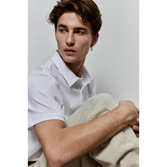 Футболка поло Slim Fit H&M, Цвет: Белый, Размер: XS, изображение 6