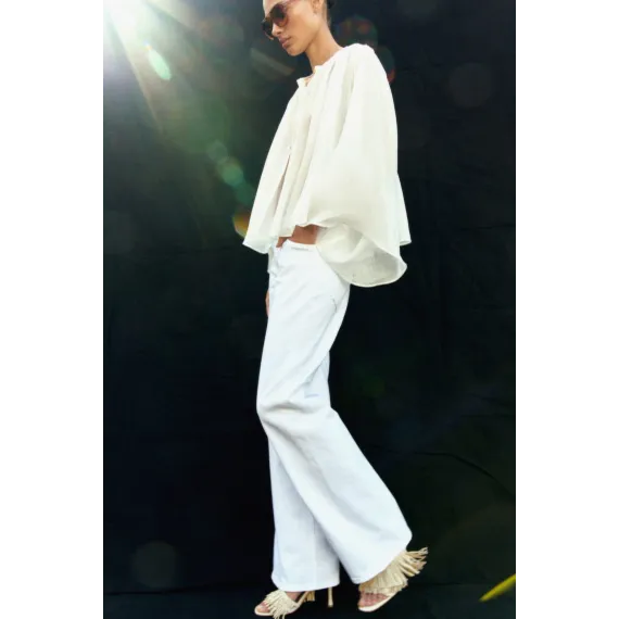 Джинсы широкие высокие H&M, Цвет: Белый, Размер: 42 - в интернет-магазине Туркменистана Wabrum Джинсы широкие высокие H&M, Цвет: Белый, Размер: 42