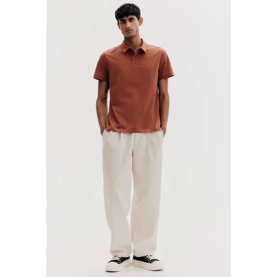 Футболка поло Slim Fit H&M, Цвет: Оранжевый, Размер: XS, изображение 2
