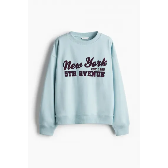 Свитшот с надписью H&M, Цвет: Синий, Размер: XXS
