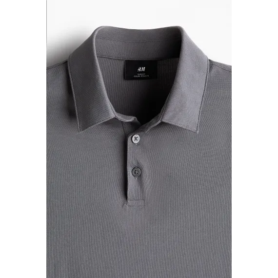 Футболка поло COOLMAX® Slim Fit H&M, Цвет: Серый, Размер: XS, изображение 10