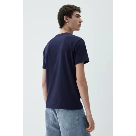 Футболка Slim Fit с V-образным вырезом H&M, Цвет: Темно-синий, Размер: S, изображение 3