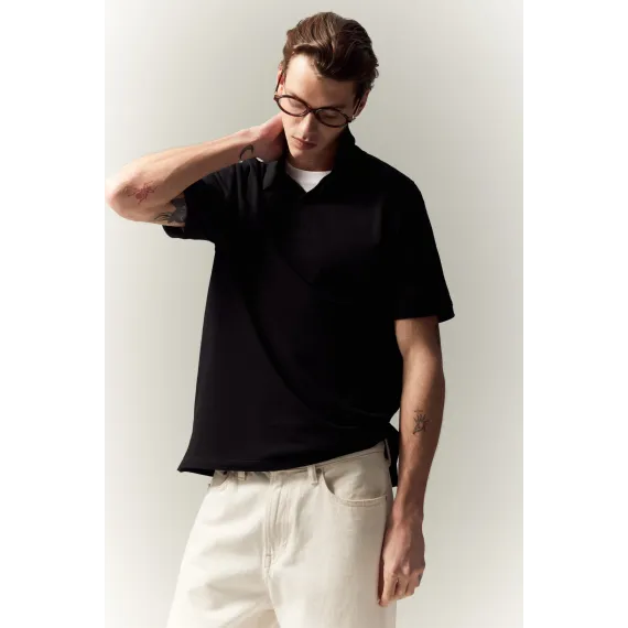 Футболка поло Regular Fit Pike H&M, Цвет: Черный, Размер: XS