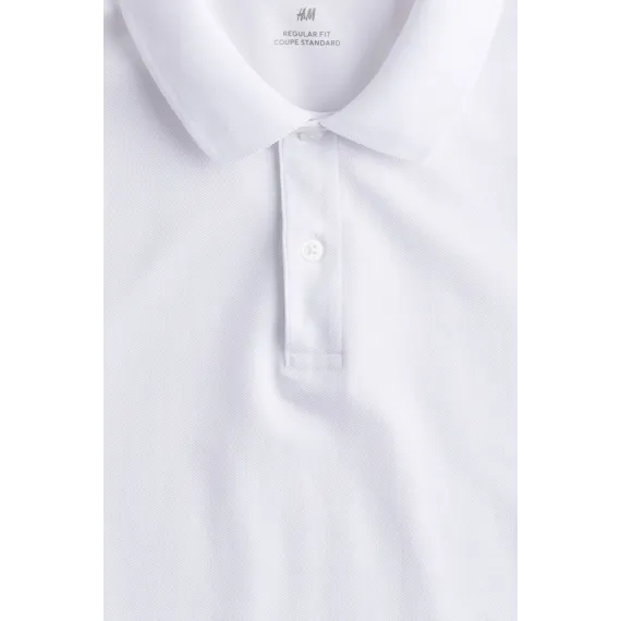 Футболка поло Regular Fit Pike H&M, Цвет: Белый, Размер: XS, изображение 12