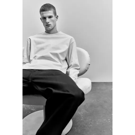 Свитер мужской свободного кроя с длинными рукавами H&M, Цвет: Бежевый, Размер: M, изображение 6