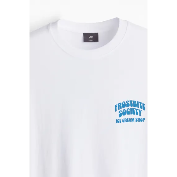 Футболка Loose Fit с принтом H&M, Цвет: Белый, Размер: XS, изображение 12
