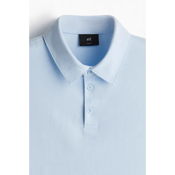 Футболка поло Slim Fit H&M, Цвет: Синий, Размер: XS, изображение 11