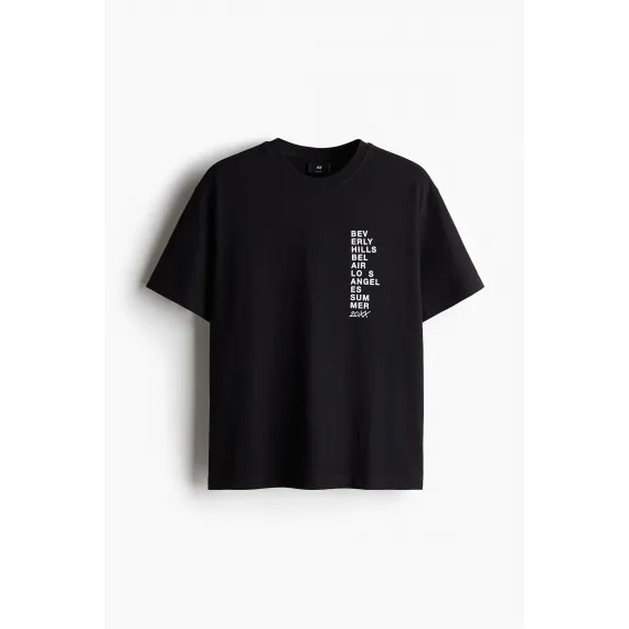 Футболка Loose Fit с принтом H&M, Цвет: Черный, Размер: XS, изображение 9