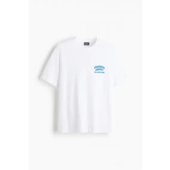 Футболка Loose Fit с принтом H&M, Цвет: Белый, Размер: XS, изображение 9