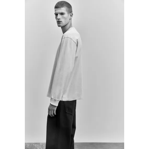 Свитер мужской свободного кроя с длинными рукавами H&M, Цвет: Бежевый, Размер: M, изображение 9