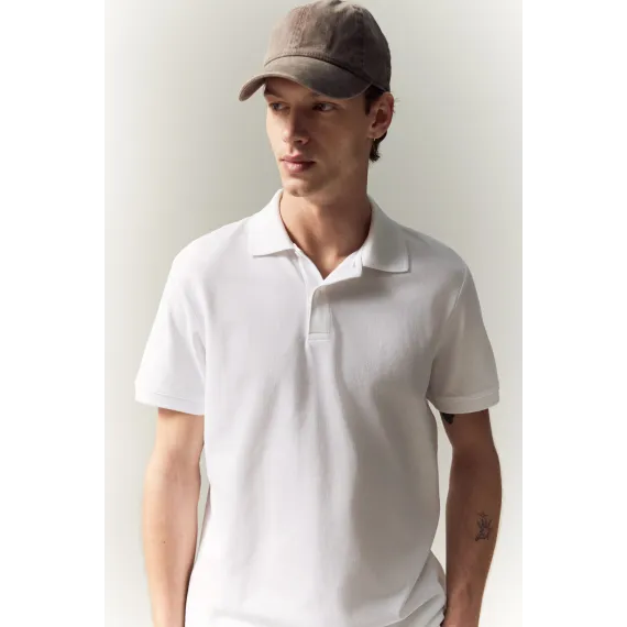 Футболка поло Regular Fit Pike H&M, Цвет: Белый, Размер: XS