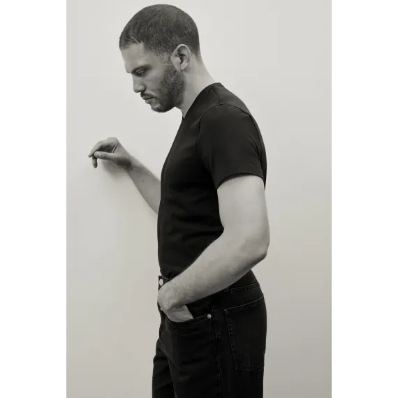 Футболка Slim Fit с V-образным вырезом H&M, Цвет: Черный, Размер: 2XL, изображение 5