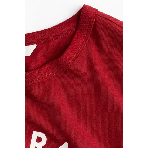 Футболка с принтом H&M, Цвет: Красный, Размер: XS, изображение 4